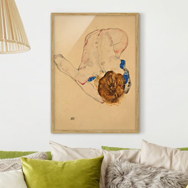 Stampe quadri famosi Egon Schiele - Atto flesso in avanti