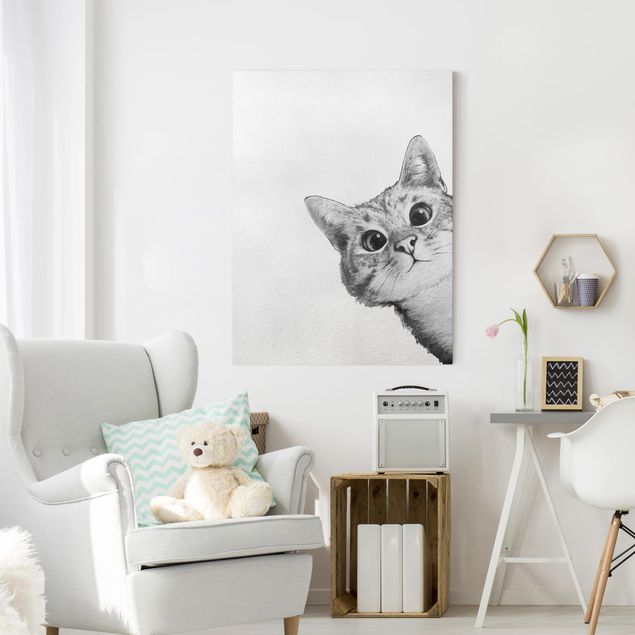 Decorazioni camera neonato Illustrazione - Gatto Disegno in bianco e nero