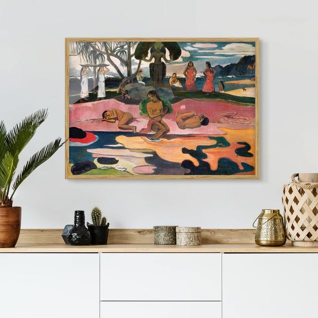 Quadri con cornice con spiaggia Paul Gauguin - Il giorno degli dei (Mahana No Atua)