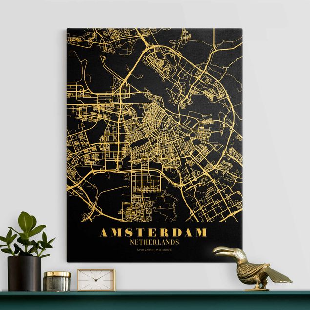 Quadri moderni   Mappa della città di Amsterdam - Nero classico