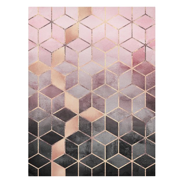 Quadri Elisabeth Fredriksson Geometria dorata rosa-grigio
