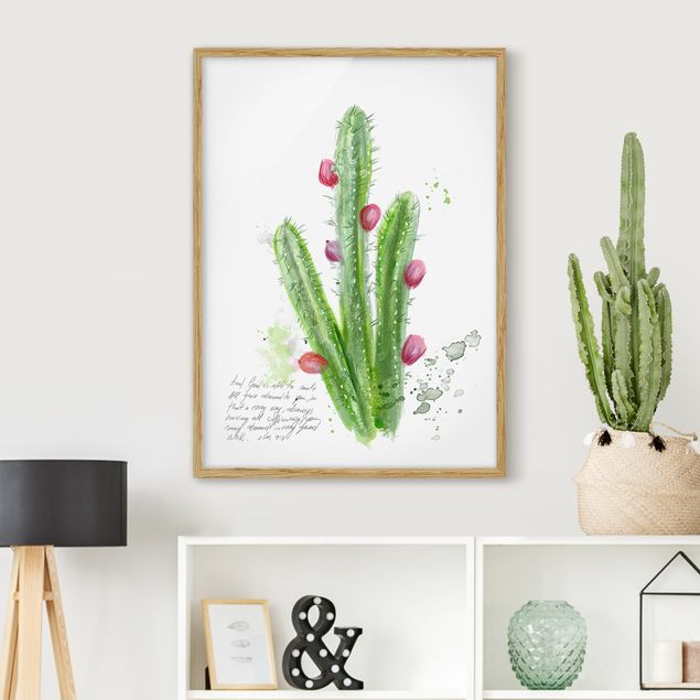 Quadri con cornice con fiori Cactus con versi biblici II
