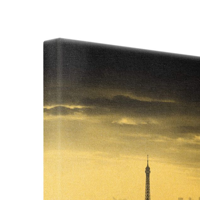 Stampe su tela La Torre Eiffel dall'alto in bianco e nero