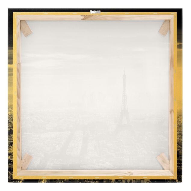 Stampa su tela - La Torre Eiffel From Above Bianco e nero - Quadrato 1:1