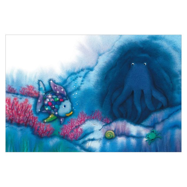 Carta da parati 3d mare Il pesce arcobaleno - Un calamaro nella grotta
