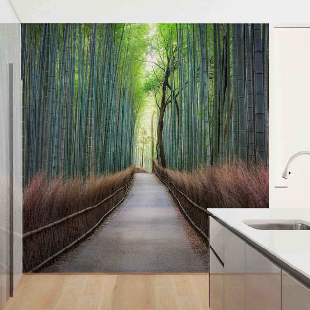 Carta da parati con paesaggi Il sentiero attraverso il bambù
