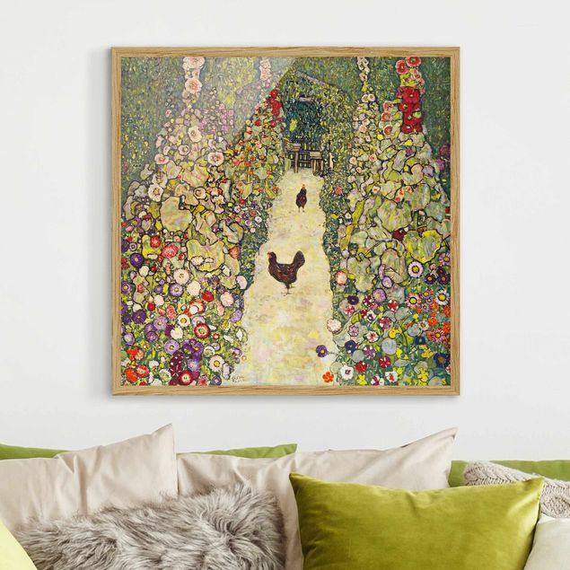Riproduzioni Gustav Klimt - Sentiero del giardino con galline