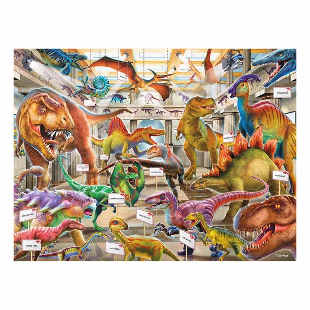 Quadri moderni colorati Dinosauri nel Museo di Storia Naturale
