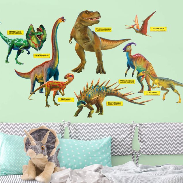 Adesivi murali dinosauri Set di dinosauri con targhette