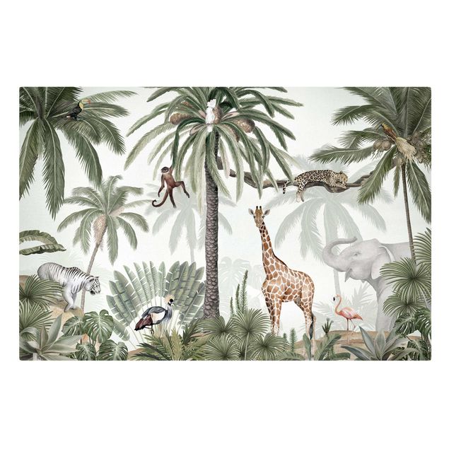 Quadri su tela con giraffe Re della giungla nella nebbia