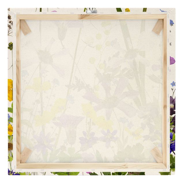 Quadro su tela naturale - Prato di fiori profumati - Quadrato 1:1