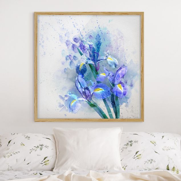 Quadri con cornice con fiori Fiori ad acquerello - Iris