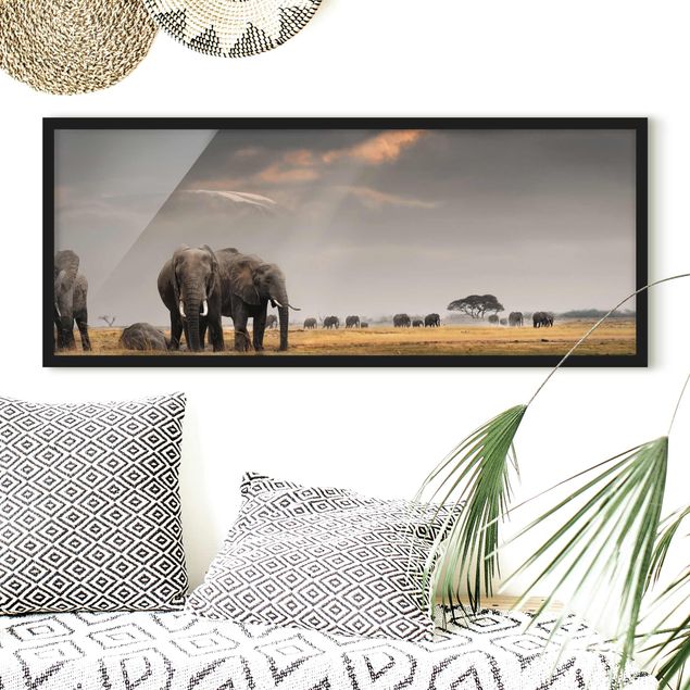 Quadri paesaggistici Elefanti nella savana