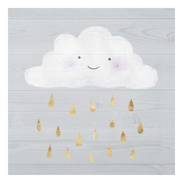 Stampe Nuvola con gocce di pioggia d'oro