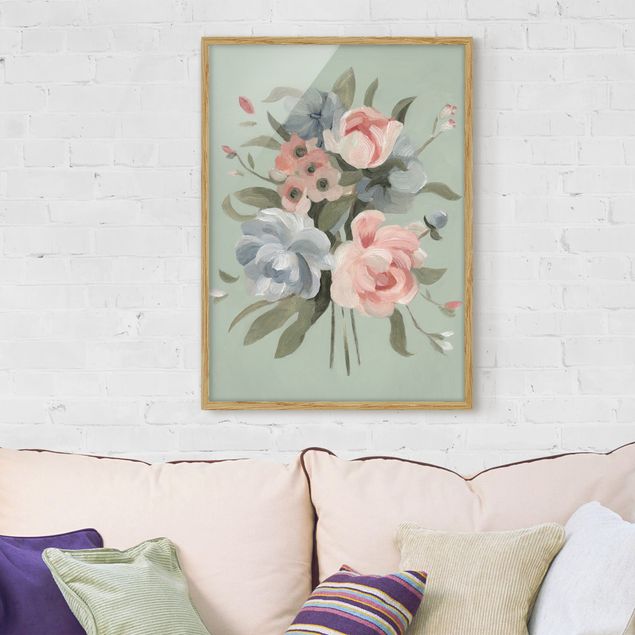Quadri con cornice con fiori Bouquet in colori pastello II