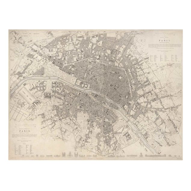 Quadri città Mappa vintage Parigi