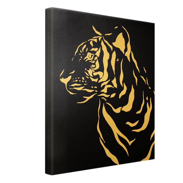 Stampe su tela Animali del Safari - Ritratto di tigre nero