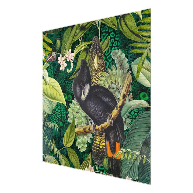Quadri Andrea Haase Collage colorato - Cacatua nella giungla