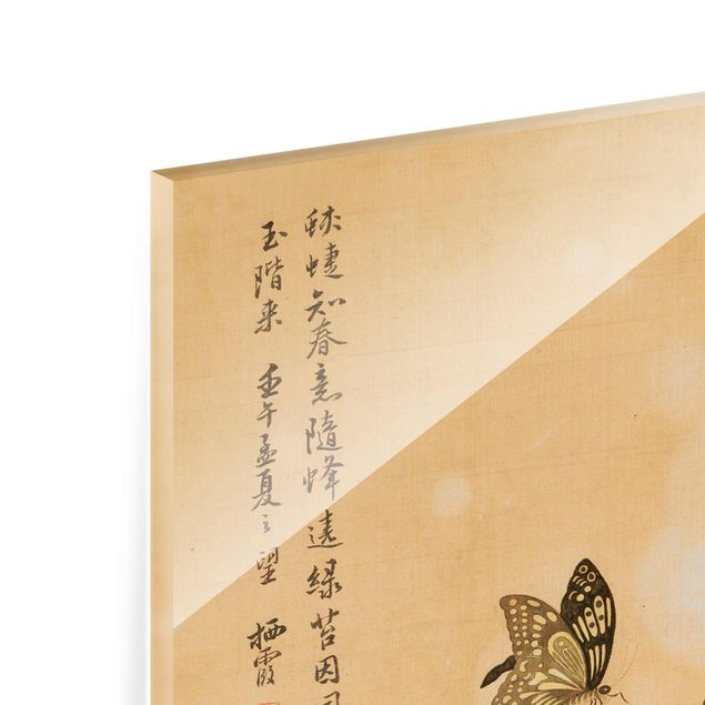 Quadri moderni per arredamento Yuanyu Ma - Fiore di papavero e farfalla