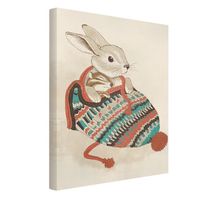 Quadri con animali Illustrazione - Coniglio Santander coccolone con cappello