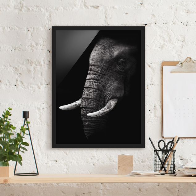 Quadro paesaggio Ritratto di elefante scuro