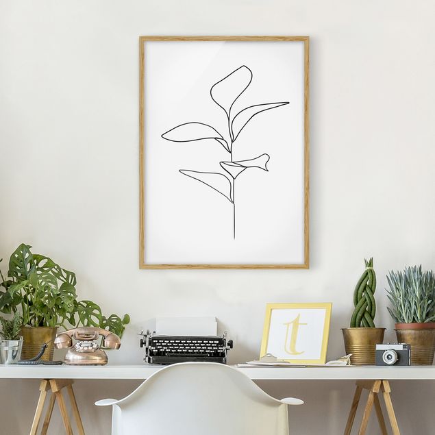 Stile artistico Line Art - foglie di piante bianco e nero