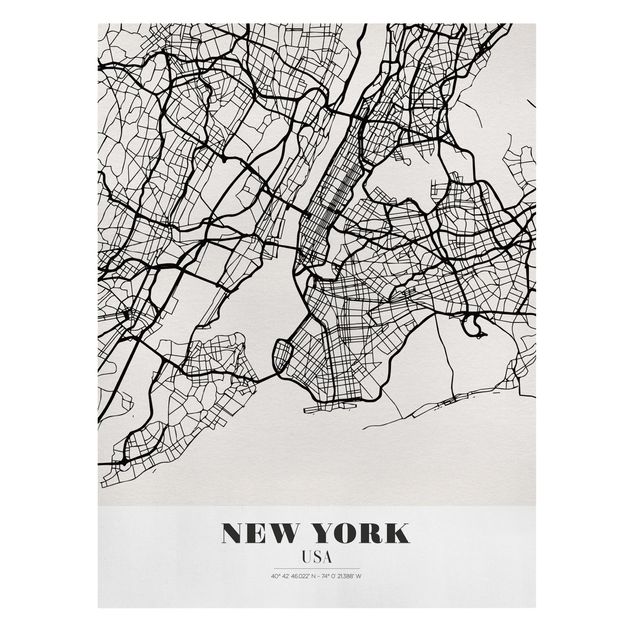 Quadro planisfero Mappa di New York - Classica