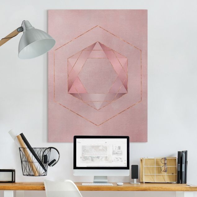 Riproduzioni su tela quadri famosi Geometria in rosa e oro I