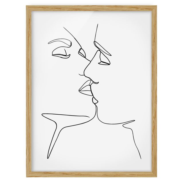 Quadro amore Line Art - Facce da bacio Bianco e Nero
