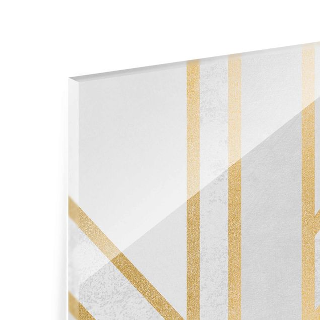 Glas Magnettafel Geometria Art Déco Oro Bianco