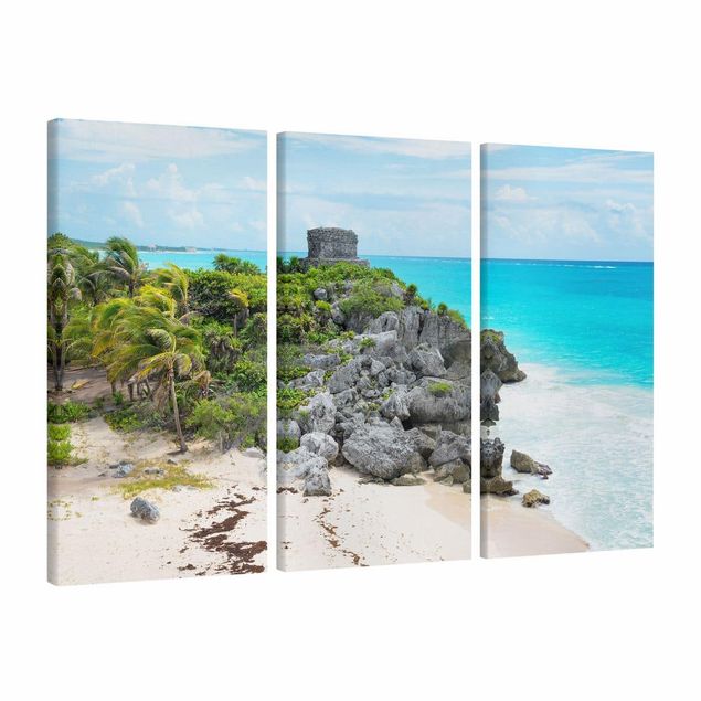 Quadro paesaggio Costa caraibica, rovine di Tulum