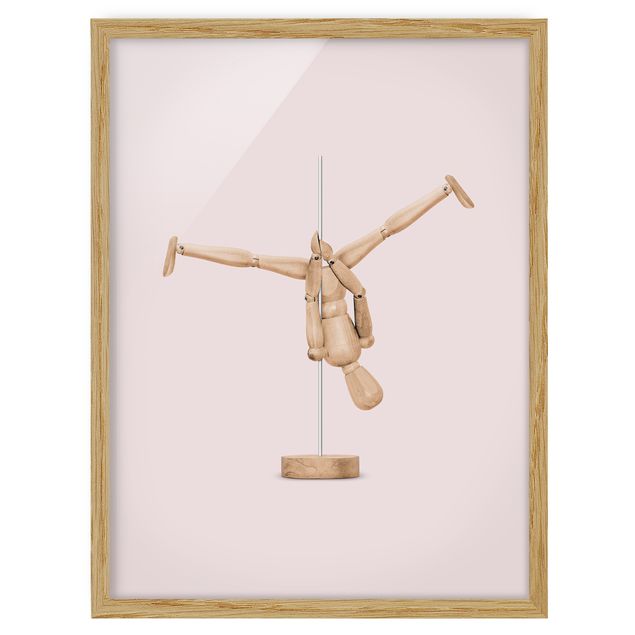Quadri rosa Pole Dance con figura in legno