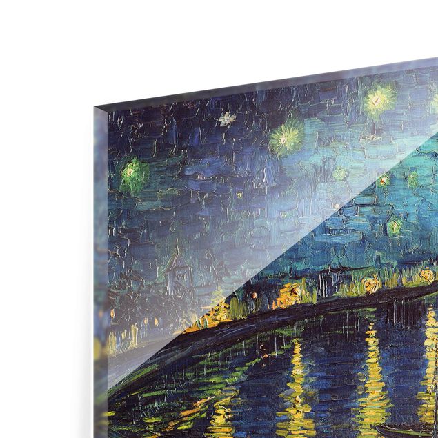 Quadri in vetro architettura e skylines Vincent Van Gogh - Notte stellata sul Rodano