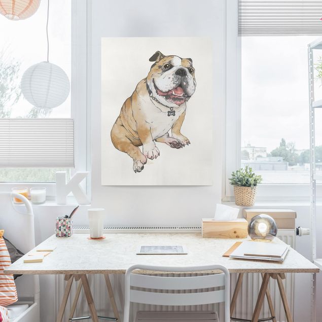 Quadri su tela con cani Illustrazione - Cane Bulldog Pittura