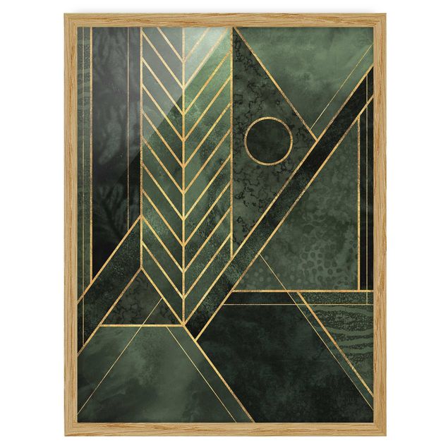 Quadri verdi Forme geometriche oro smeraldo