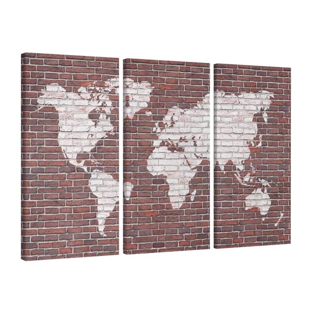 Quadro mappamondo Mappa del mondo in mattoni