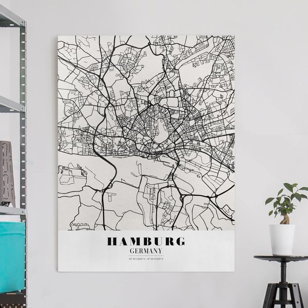 Quadri su tela Amburgo Mappa di Amburgo - Classica