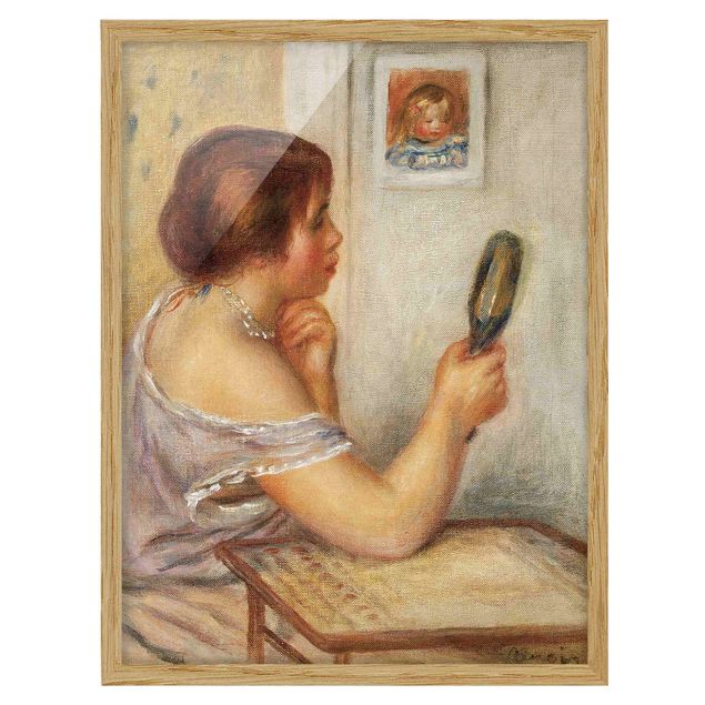 Quadri con cornice con fiori Auguste Renoir - Gabrielle con lo specchio o Marie Dupuis con lo specchio con il ritratto di Coco