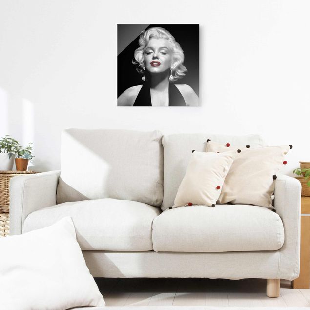Quadri in bianco e nero Marilyn con le labbra rosse
