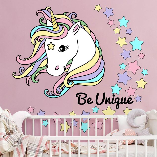 Stickers murali unicorni Illustrazione unicorno essere unico pastello