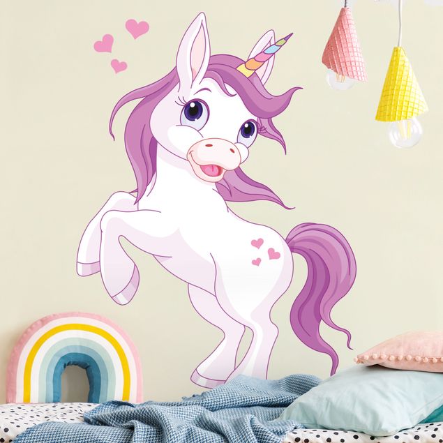 Adesivi murali unicorno Unicorno con cuori