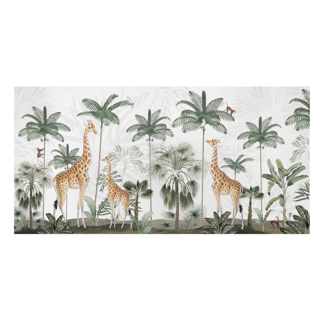 Quadri con paesaggio L'eleganza delle giraffe nella giungla