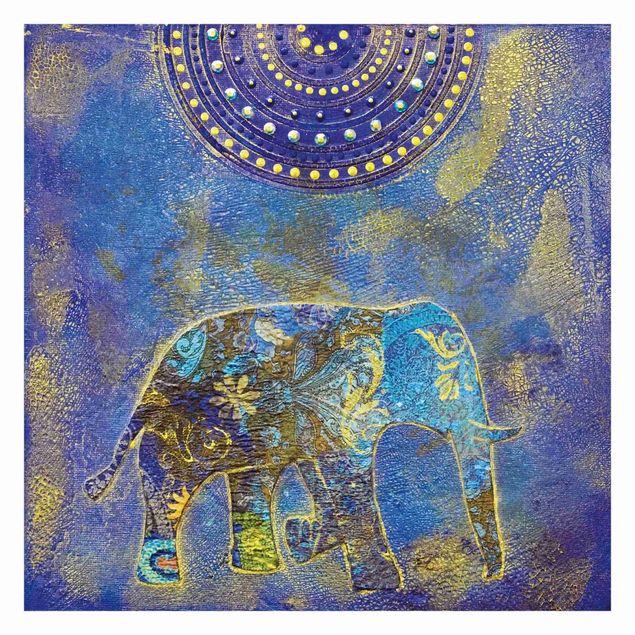 Carta parati blu Elefante a Marrakech