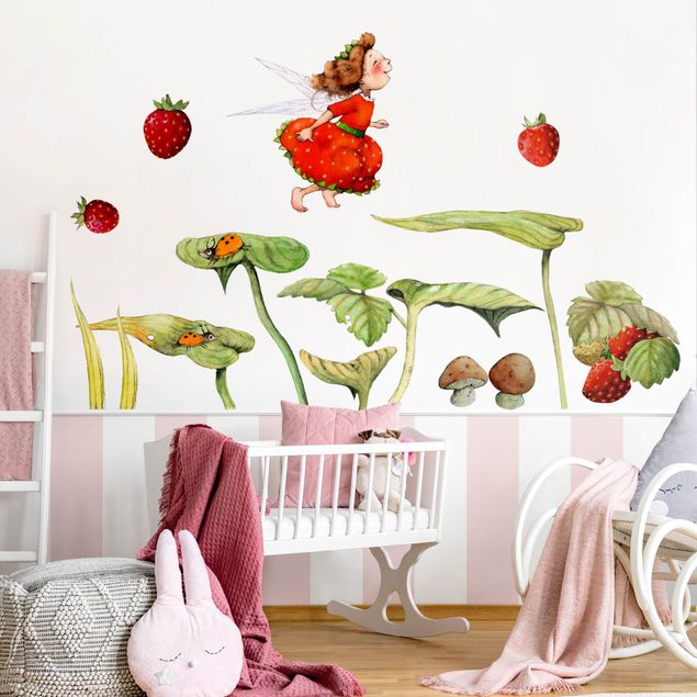 Autocolantes de parede animais da floresta The Strawberry Fairy - Foglie e fragole