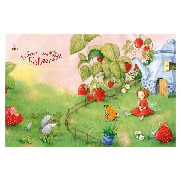 Carta parati rossa The Strawberry Fairy - In giardino