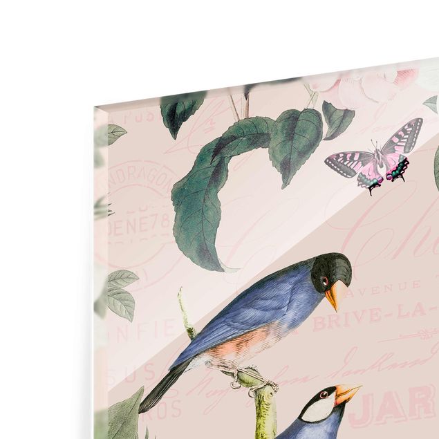Quadri Andrea Haase Collage vintage - Rose e uccelli