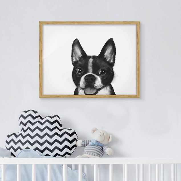Quadro cane Illustrazione - Cane Boston Pittura Bianco e Nero