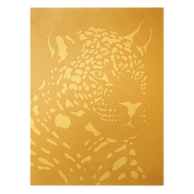 Quadro su tela oro - Animali del safari - Ritratto di leopardo beige