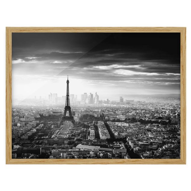 Quadri moderni   La Torre Eiffel dall'alto in bianco e nero