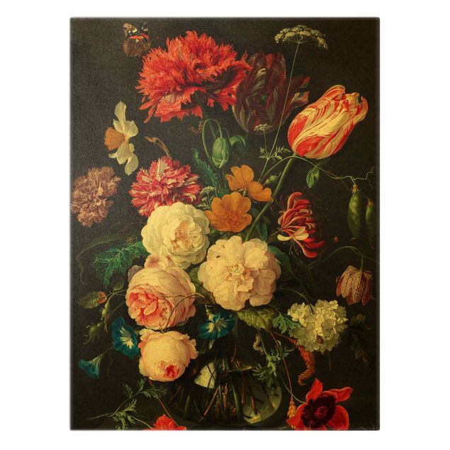 Stampe su tela Jan Davidsz De Heem - Natura morta con fiori in un vaso di vetro